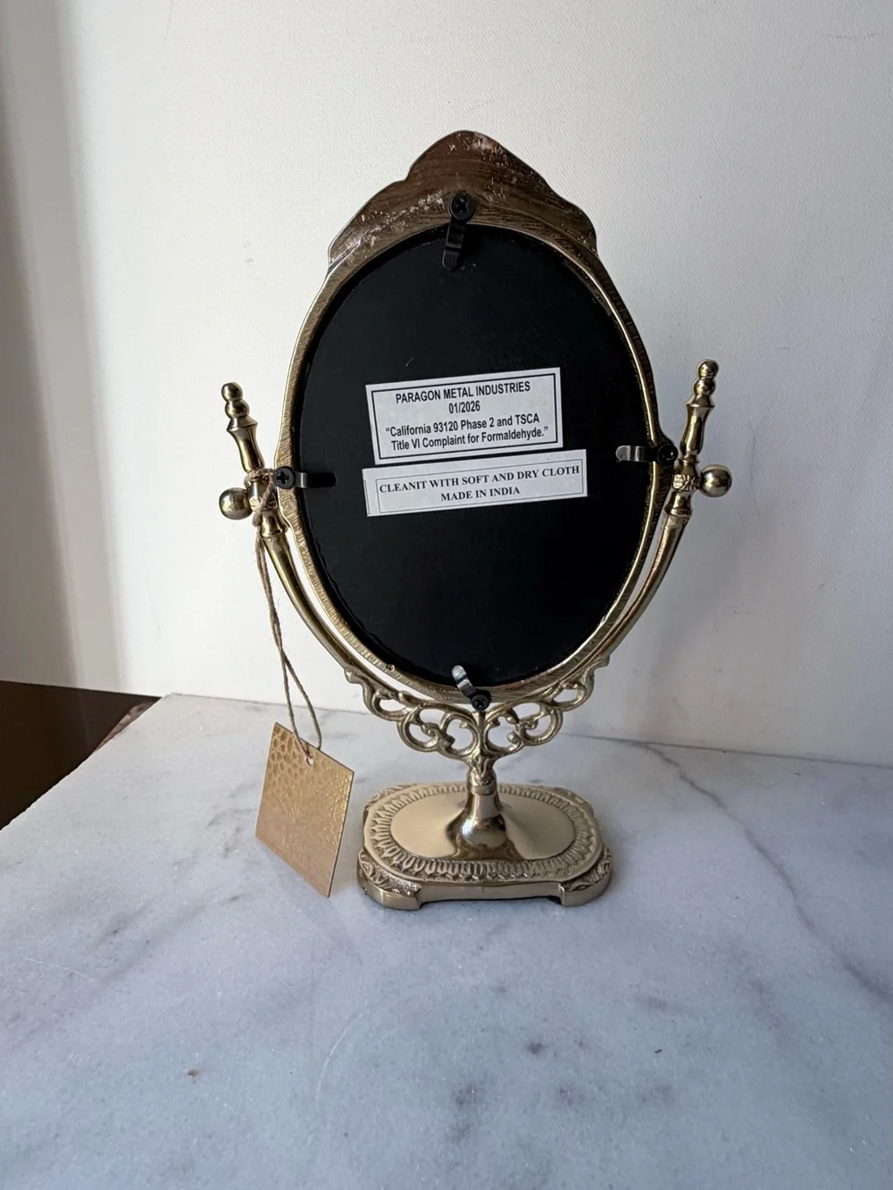 Ornate Gold Oval Vanity Mirror - Decorative Tabletop Makeup Mirror